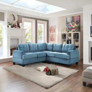 English Elm Glory Newbury G463B-SC Sectional Sofa - Compact PU Upholstery, Pocketed Coil Seats, Durable Frame Aqua Blue 49 L x 28.7 W x 16 H B078S00052