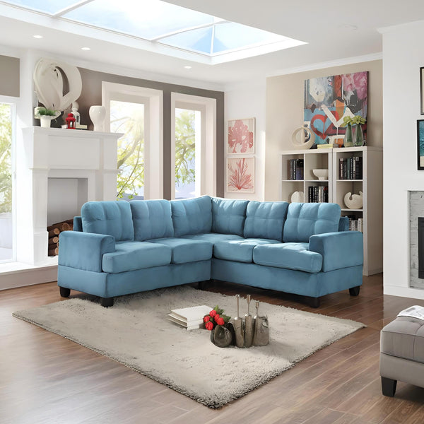 English Elm Glory Newbury G463B-SC Sectional Sofa - Compact PU Upholstery, Pocketed Coil Seats, Durable Frame Aqua Blue 49 L x 28.7 W x 16 H B078S00052