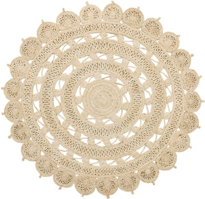 Unique Loom Braided Jute Punita Hand Braided Novelty Rug Ivory,  5' 1" x 5' 1"