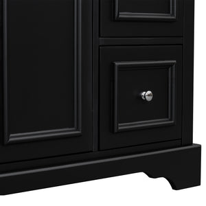 English Elm 36'' Transitional Bathroom Vanity with Ceramic Sink, Solid Wood Frame, Adjustable U-Shelf & Soft-Close Doors Black N729P292966B