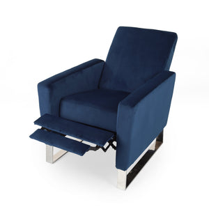 English Elm Christopher Knight Home® - Arvin Plush Push-Back Recliner with Stainless Steel Legs — Modern Fabric Comfort for Living Rooms Blue 65272.00NVLTCBLT