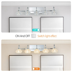 English Elm 29" Nickel Vintage Crystal Vanity Light – 5-Light Wall Mirror Fixture, Nickel Iron & Clear Glass Elegance W1340P206725