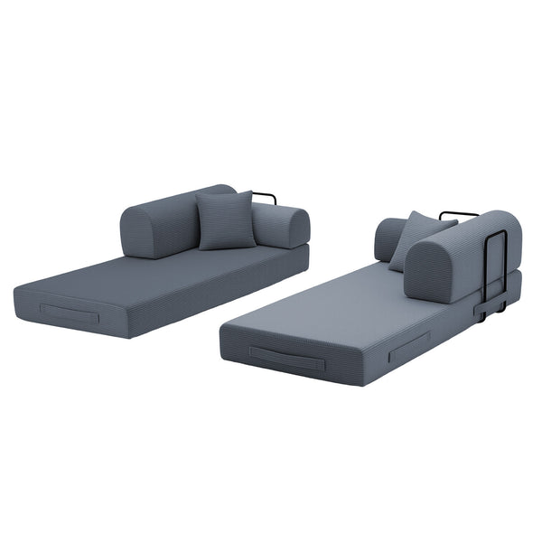 English Elm Convertible Corduroy Floor Sofa Folds Flat as Sleeper Daybed for Studio Living Dark Gray W5532P438823