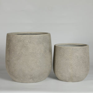 English Elm Round Concrete Style Planter Duo Handcrafted Magnesium Oxide Pots for Patio Garden W347P449373