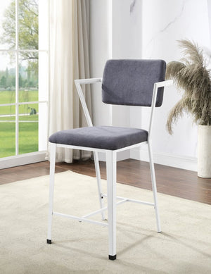 English Elm Cargo Gray Upholstered Counter Stools with White Iron Frames for Kitchen Islands B2726P457617