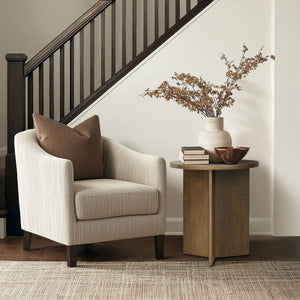 JLA Home Martha Stewart - Accent sculptural round starburst veneer table — compact nightstand or end table with durable finish Walnut Brown MT120-0186