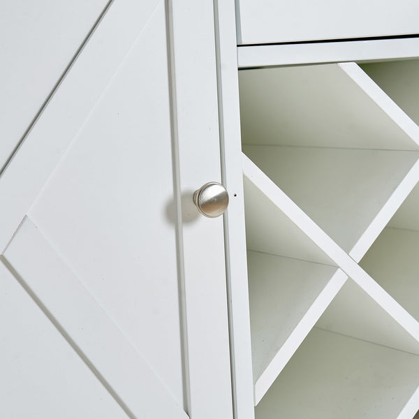 English Elm Bar cabinet Mid-Century Farmhouse Console Table with Wine Rack, Drawer, Shelf & 200lb Capacity White Oak W3417P316958