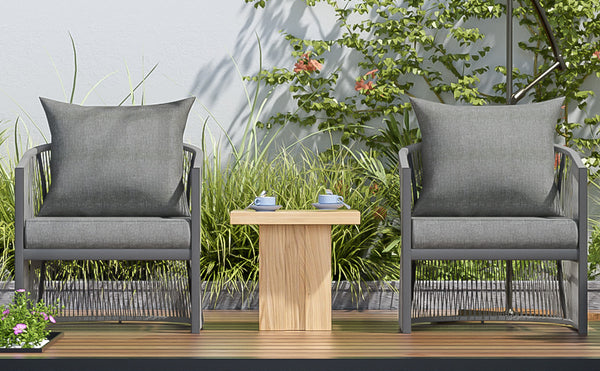 English Elm Christopher Knight Home® - [Set Of 2] Modern Gray Lounge Chairs With Curved Aluminum Frame & Cushions For Stylish Comfort Outdoors N767P237033G_2