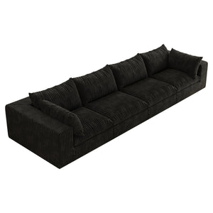 English Elm 157.6"Cloud Modular Sofa - Plush Black Corduroy, No Assembly, Versatile Deep Seating For Any Room W2824S00074