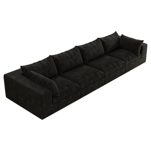 English Elm 157.6" Corduroy Modular Cloud Sofa Feather Fill Deep Lounge Seating for Living Room Black W2824S00190