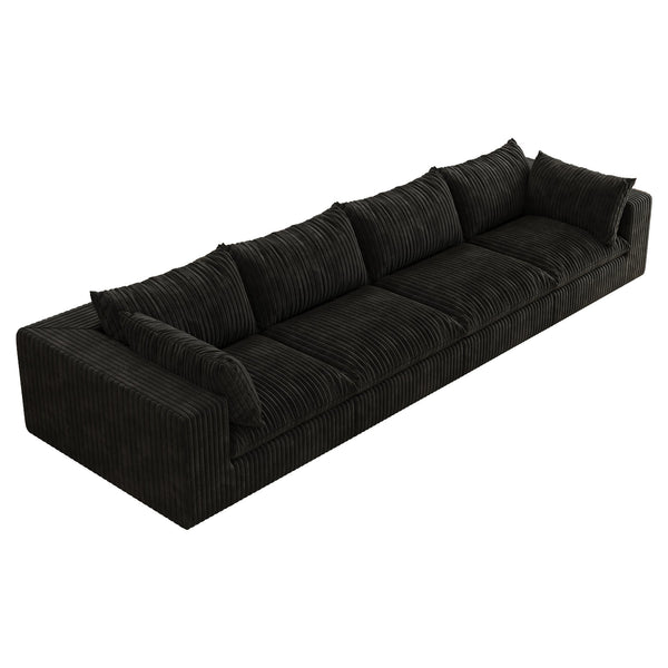 English Elm 157.6" Corduroy Modular Cloud Sofa Feather Fill Deep Lounge Seating for Living Room Black W2824S00190