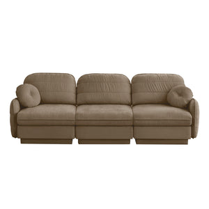 English Elm 105"chenille Cloud Sofa Quilted Plush Three Seater with Deep Cushions for Living Room Light Coffee W714S01759