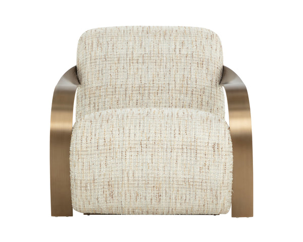 Sunpan Sonesta Lounge Chair - Sculptural Mid-century Design With Twisted Brass Arms In Haute Cobblestone Taupe Fabric 111610