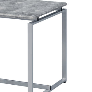 English Elm Jurgen Industrial 3PC Faux Concrete Top Coffee & End Table Set with Silver Metal Sled Base, 47" B2726P407629