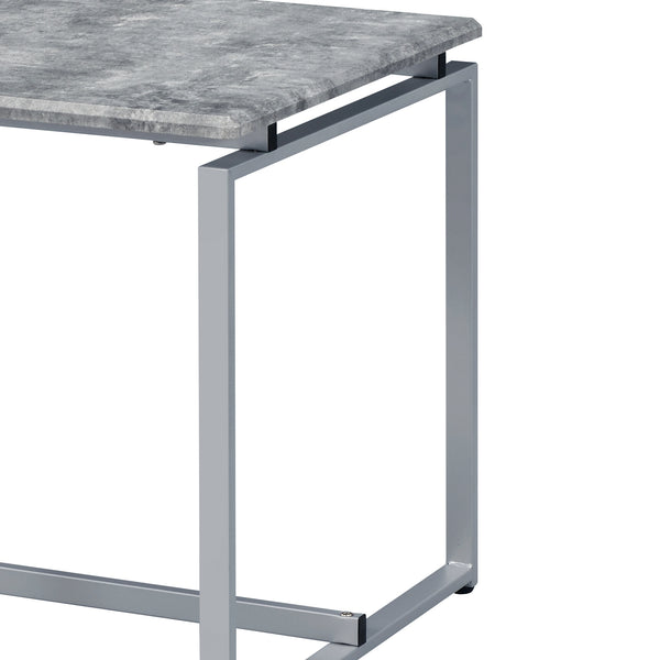 English Elm Jurgen Industrial 3PC Faux Concrete Top Coffee & End Table Set with Silver Metal Sled Base, 47" B2726P407629