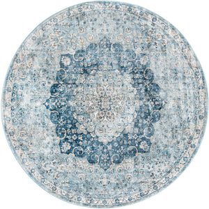 Unique Loom Newport Elms Machine Made Medallion Rug Navy Blue, Light Blue/Ivory 7' 1" x 7' 1"