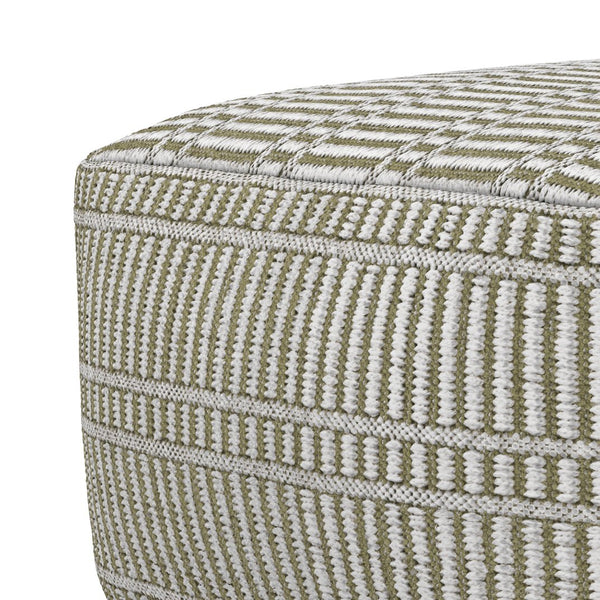 English Elm Safford Handwoven Geometric Square Pouf in Recycled Pet Yarn for Patio or Living Room B136P427586