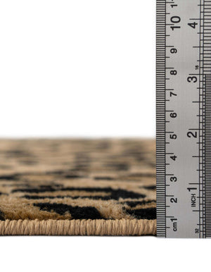 Unique Loom Wildlife Leopard Machine Made Animal Print Rug Light Brown, Black/Light Brown/Tan 7' 10" x 7' 10"