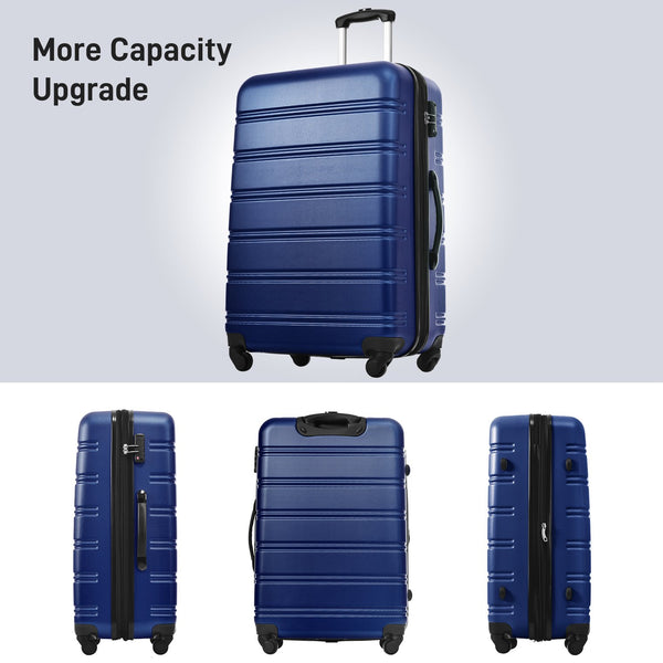 English Elm 3 Piece Abs Hardshell Spinner Luggage Set with Tsa Lock Expandable Travel Suitcases Blue PP191030AAC