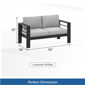 English Elm All-weather 5-piece Outdoor Conversation Set with Iron Frame and Olefin Cushions Light Gray B082S00109