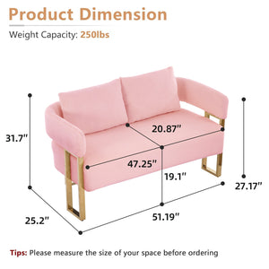 English Elm TS Modern decorative chair with teddy fleece upholstery, ergonomic sponge cushion and gold legs for luxe comfort and style Pink W2311P364623