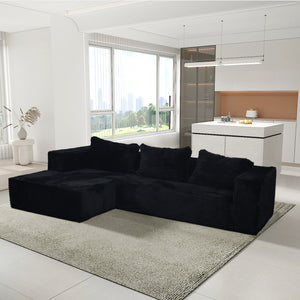 English Elm Cloud Plush Corduroy Sectional Sofa with L-Chaise, CertiPUR-US Foam, Stain-Resistant, No Assembly W3341P329068