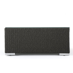 English Elm Christopher Knight Home® - SANTA SANTA ROSA Ottoman with Water-Resistant Cushion, Aluminum Frame, Faux Rattan Outdoor Seating Grey+Silver 57546.00ALUGRY