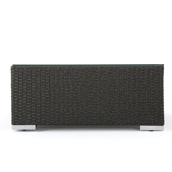 English Elm Christopher Knight Home® - SANTA SANTA ROSA Ottoman with Water-Resistant Cushion, Aluminum Frame, Faux Rattan Outdoor Seating Grey+Silver 57546.00ALUGRY