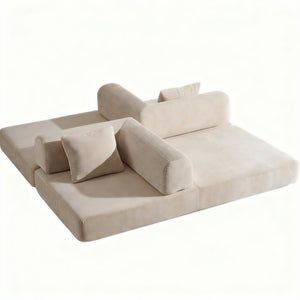 English Elm Compression Corduroy Modular Floor Sofa Sleeper Loveseat Tatami Sectional for Living Room Beige W1919P414169