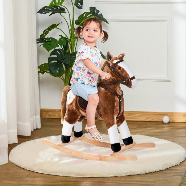 English Elm Qaba Plush Rocking Pony for Toddlers with Sound Effects and Padded Saddle Playroom Fun W2225P217966