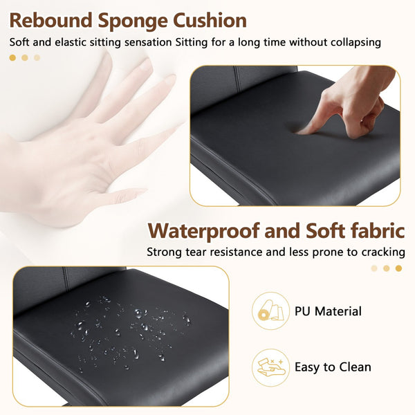 English Elm Table And Chair Set - Modern 71" White Grain Dining Table With Built-In Storage & 6 Black Pu Chairs W1151S04274-GIGA