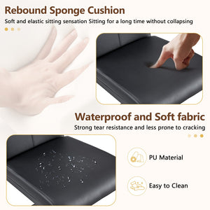 English Elm Table And Chair Set - Modern White Grain Spliced Dining Table With 8 Black Pu Chairs & Storage Function W1151S04275-GIGA