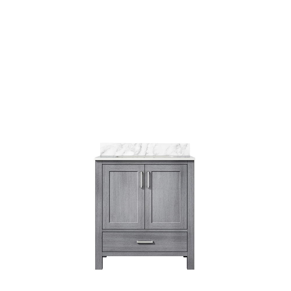 English Elm Distressed Grey 30" Bath Vanity with Carrara Marble Top, Solid Wood, Soft-Close Drawer, Storage (95) B2731P258790