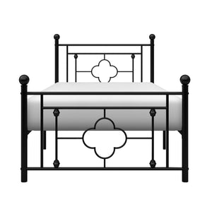 English Elm 1pc Twin Morris Platform Bed with Ball Finials Quatrefoil Metal Frame Modern-Traditional Appeal Black 42.5 L x 21.5 W x 5 H B011P207844