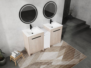 English Elm 60 Inch Freestanding Bathroom Vanity With Ceramic Sink, Soft-Close Doors & Ample Storage Space W999S00316