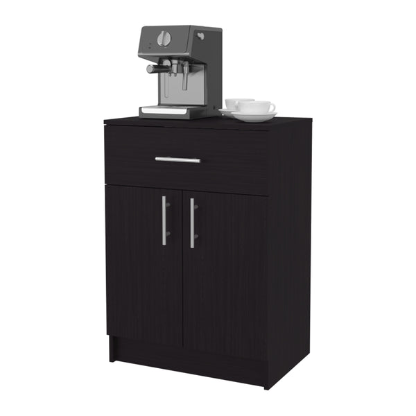 English Elm Cope Melamine Kitchen Pantry Cabinet Wengue with 2 Doors & Drawer, Compact 23.6"x33.5"x15.9" Storage Solution B128P287517