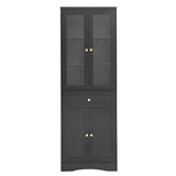 English Elm Tall Bathroom Storage Cabinet, Cabinet With Four Doors and Drawers, Adjustable Shelf, Mdf Board, Black