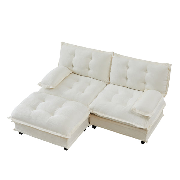 English Elm 77" Modular Cloud Sectional Chenille Couch Deep Lounge Seat with Ottoman for Living Room Beige W714S01675
