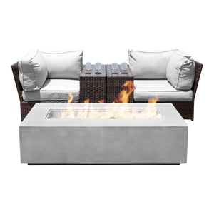 English Elm Pre-Built 5-Piece Outdoor Conversation Set for 2 — Loveseat, 6 Cushions & 60,000 BTU Concrete Fire Pit B120S00247