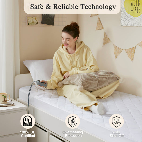 JLA Home Beautyrest - Heated Beautyrest mattress pad with Secure Comfort Tech, quilted warmth, 5 heat settings, auto-off 75 L x 39 W x 0.25H BR55-0533