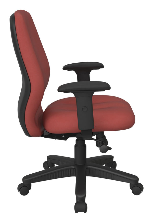 OSP Home Furnishings Mid Back Executive Office Chair Synchro Tilt Lumbar Support Ergonomic Padded Arms Lipstick 3121-R100