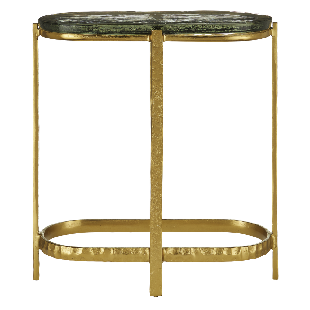 Acea Gold Side Table - Handcrafted Cast Aluminum and Glass Accent for Modern Home Elegance