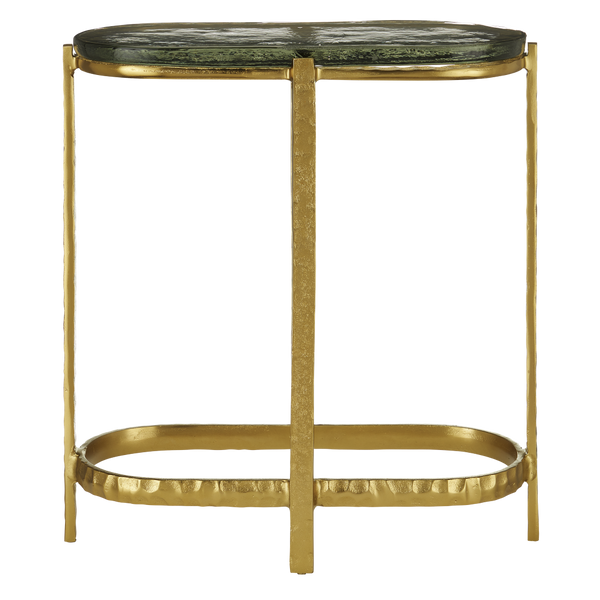 Acea Gold Side Table - Handcrafted Cast Aluminum and Glass Accent for Modern Home Elegance