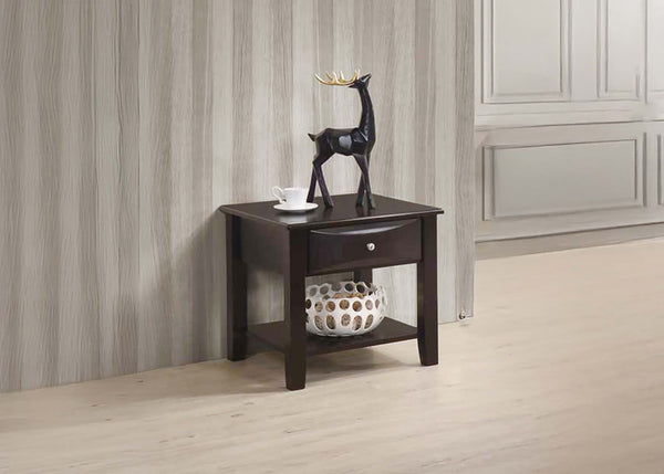 English Elm Simple Contemporary End Table with Walnut Veneer Top and Solid Rubberwood Legs, Square 22" Accent Table Antique Black,Espresso 11 L x 24 W x 27 H HSESF00F6388