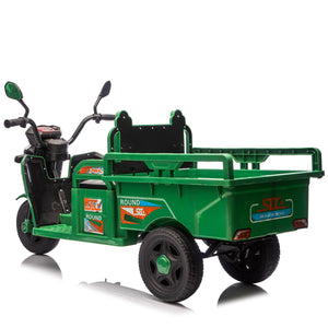 English Elm 12v Kids Electric Cargo Trike with Led Lights Wide Seat Anti-slip Wheels Toddler Ride On Green W1578P336049