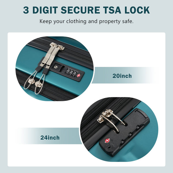 English Elm Front Access Hardside 3 Piece Travel Set with Usb Port Spinner Wheels and Tsa Lock Dark Green N732P326130F