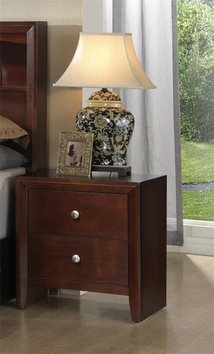 English Elm Kali Wooden 2-Drawer Nightstand In Brown Cherry