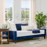 English Elm Lucy Upholstered Button Tufted Sofa Bed, Navy Blue Velvet