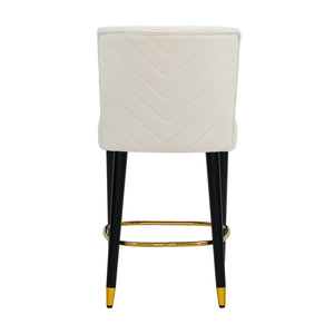 English Elm Christopher Knight Home® - 27inch-counterstool, modern rubberwood frame with light fabric upholstery, gold circular footrest accent Beige N780P224409B
