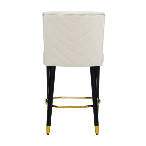 English Elm Christopher Knight Home® - 27inch-counterstool, modern rubberwood frame with light fabric upholstery, gold circular footrest accent Beige N780P224409B